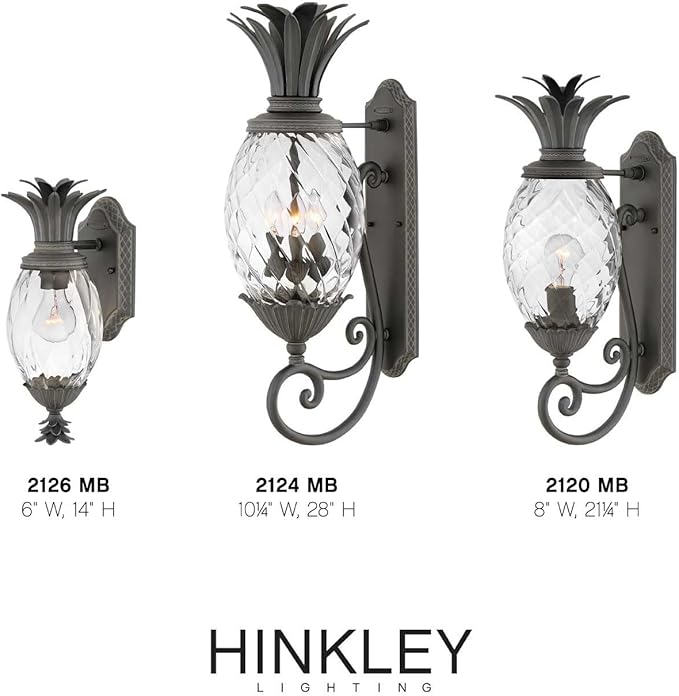 Hinkley Plantation Large Wall Mount Outdoor Lantern - Aluminum, Clear Optic Glass Shade, Pineapple Theme - Museum | Lumora