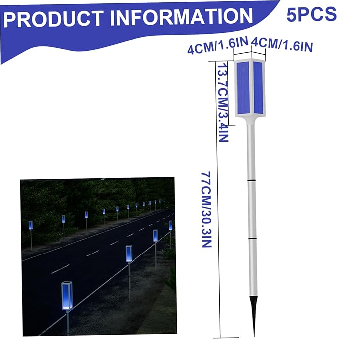 5Pcs Solar Driveway Lights, Waterproof Solar Pathway Lights Outdoor Reflective Road Marker for Deck Sidewalk Stair Step Pathway Driveway, Outdoor, Walkway
