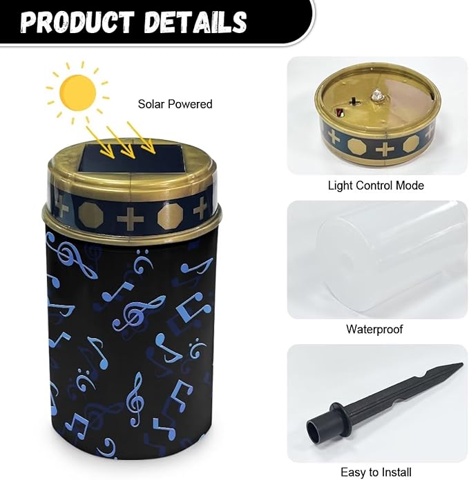 Music Notes Solar Outdoor Lights Garden Decor Solar Lights Cemetery Decorations for Grave