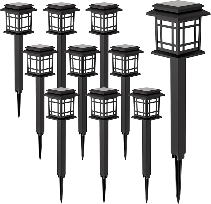 Dream Master Solar Lights Outdoor Waterproof,10 Pack LED Solar Garden Lights,Corrosion Resistant ABS Material Soalr Pathway Lights for Garden, Landscape, Yard, and Pathway Decor