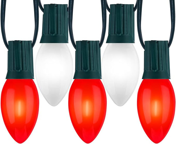 C9 LED Christmas Lights Outdoor, 100 Feet C9 String Lights with 100 Shatterproof Matte Bulbs, Connectable | Lumora