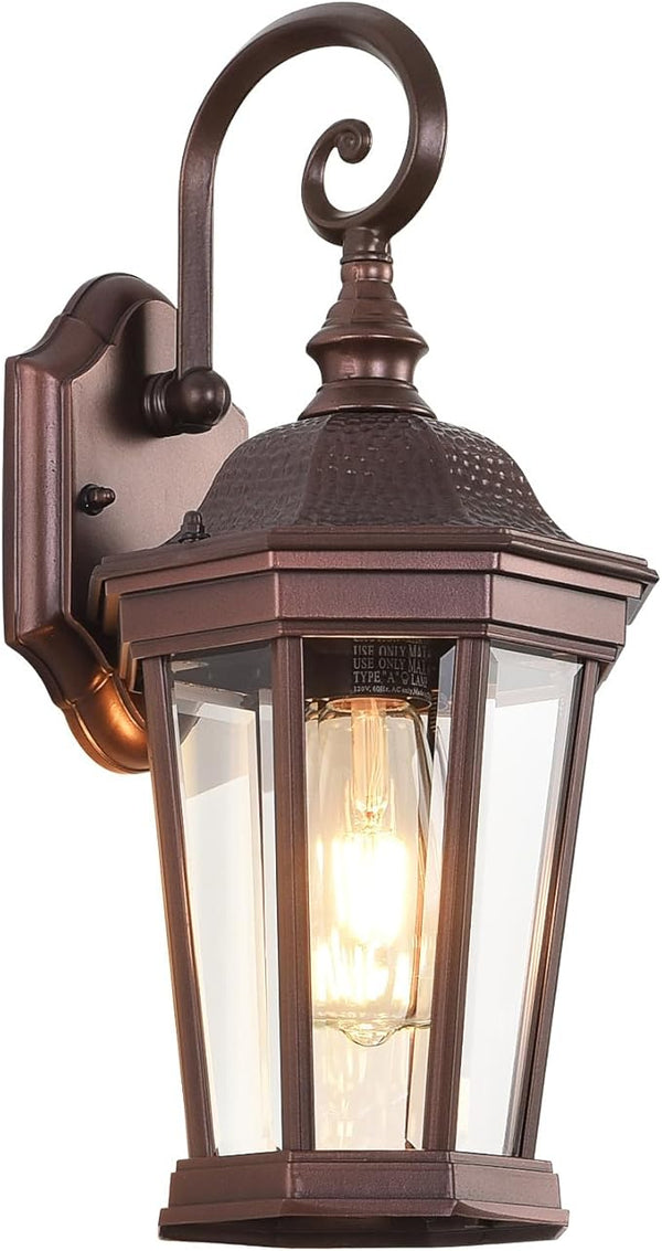 Outdoor Wall Lantern, Exterior Waterproof Outdoor Wall Light Fixtures, Brown Aluminum Porch Sconces with E26 | Lumora