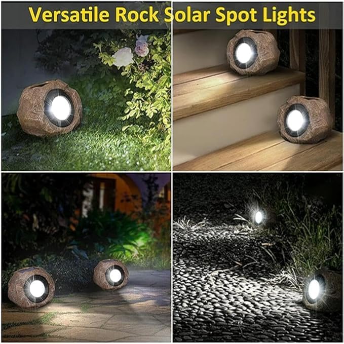 Solar Rock Lights Outdoor, LED Landscape Spotlights Waterproof with Auto On/Off, Decorative Solar Powered Garden | Lumora