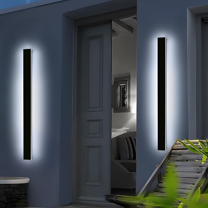 Mikeru 39inch Outdoor Wall Light Fixtures, 10%-100% Dimmable Black Exterior Wall Sconces, 3000k-6000k Acrylic | Lumora