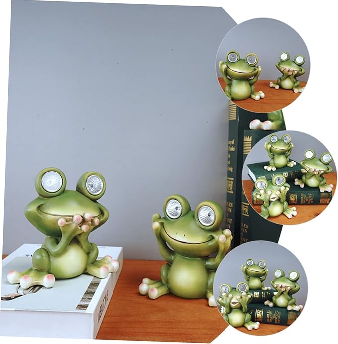 BESPORTBLE Frog Decorative Outdoor Solar Light Resin Craft Ornament Garden Landscape Lamp Easy Install Solar Pathway Lights