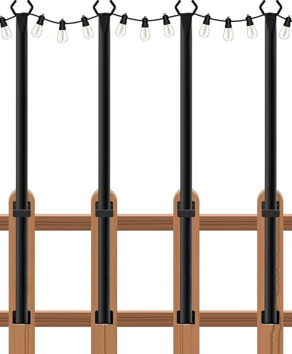 zoegi 4 Pack 5Ft String Light Poles,Light Poles for Outside Lights with Fork,Outdoor Brackets Hanging Lights,Metal | Lumora