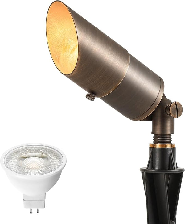 LUTEC Solid Brass Low Voltage Landscape Lighting, 12V Heavy Duty Waterproof Landscape Spotlights, Adjustable Bronze | Lumora