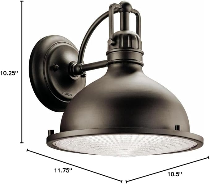 Kichler Hatteras Bay 10.25" 1 Light Exterior Wall Light with Clear Fresnel Lens Olde Bronze® | Lumora