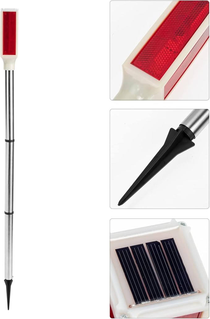 Uonlytech Solar Driveway Marker Lights for Night Landscaping Lighting Solar Double Entrance Visibility Post Outdoor Decor at Reflector Reflective Weather Garden Sided Pathway