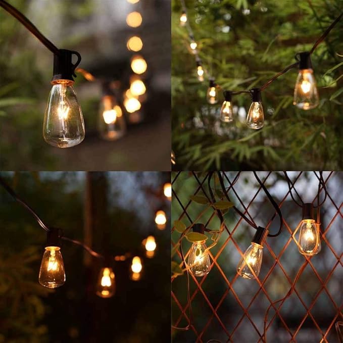Abeja 10Ft ST38 Outdoor String Lights with 11 Clear Vintage Light Bulbs and 10 Pack ST38 Replacement Light Bulbs | Lumora