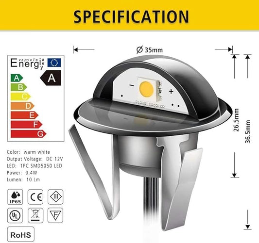 Recessed LED Deck Lighting Kits DC12V Low Voltage F1.38 Waterproof IP 65,In Ground Lights for Steps,Stair,Patio,Floor,Pool Deck,Kitchen,Outdoor Landscape Lighting (1pcs,Blue)