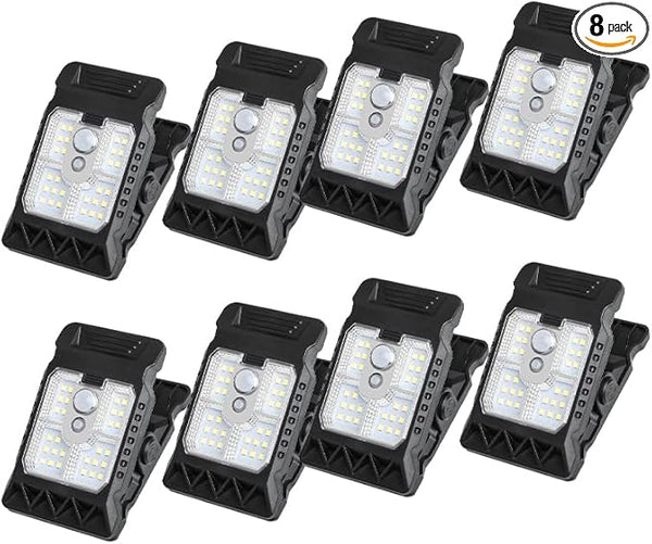 8PCS Solar Clip Light with Motion Sensor, 2026 New Portable Outdoor LED Light for Camping, Adjustable Clip On LED | Lumora