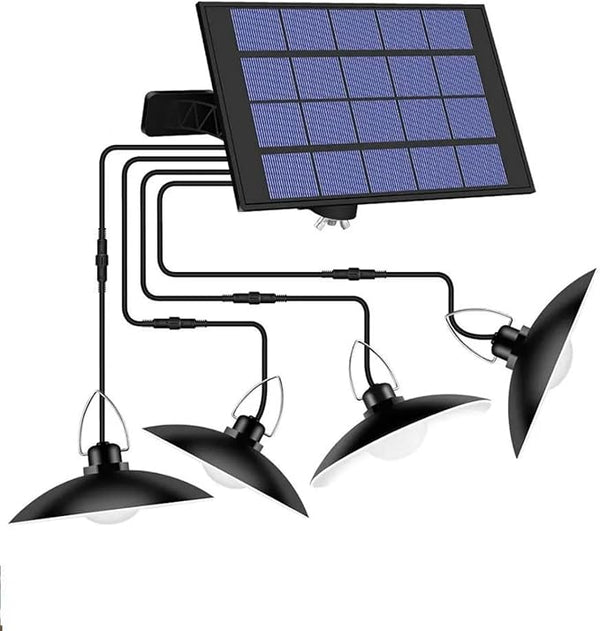 4 Head Solar Lights Waterproof Outdoor for Camping Garden Yard Solar Pendant Light Warm White/White Indoor Terrace | Lumora