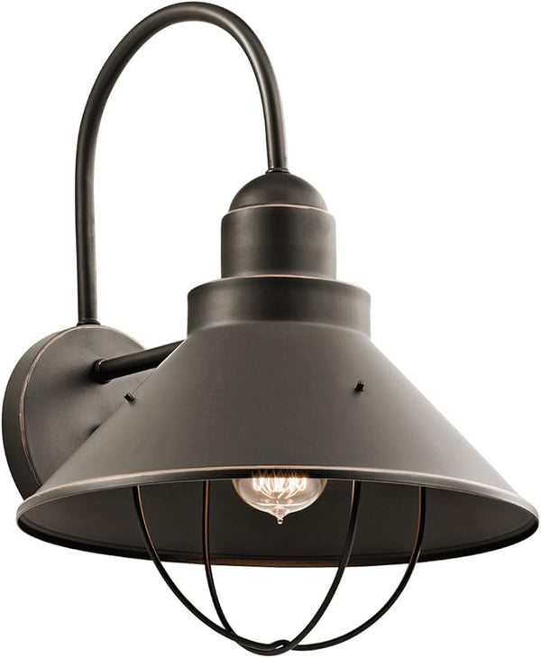 Kichler Seaside 16.5" 1 Light Outdoor Wall Light Olde Bronze®, Aluminum | Lumora