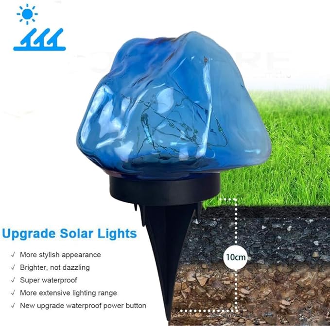 anso Solar Garden Lights Outdoor Landscape Pathway Garden Yard Waterproof LED Lamp (Blue)