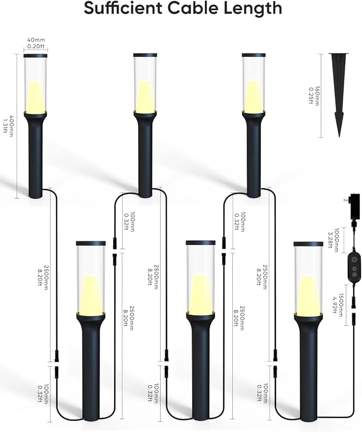 APPECK Pathway Lights Outdoor 800LM, RGBCW Low Voltage Landscape Lighting, Smart APP and Alexa Control, IP65 Waterproof, Color Changing Walkway Lights for Garden, Yard, Patio, Christmas, 6 Pack