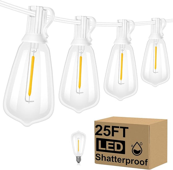 Brightever Outdoor String Light 25 FT, ST38 Patio Lights with 13 Edison Bulbs, Waterproof Connectable Hanging | Lumora