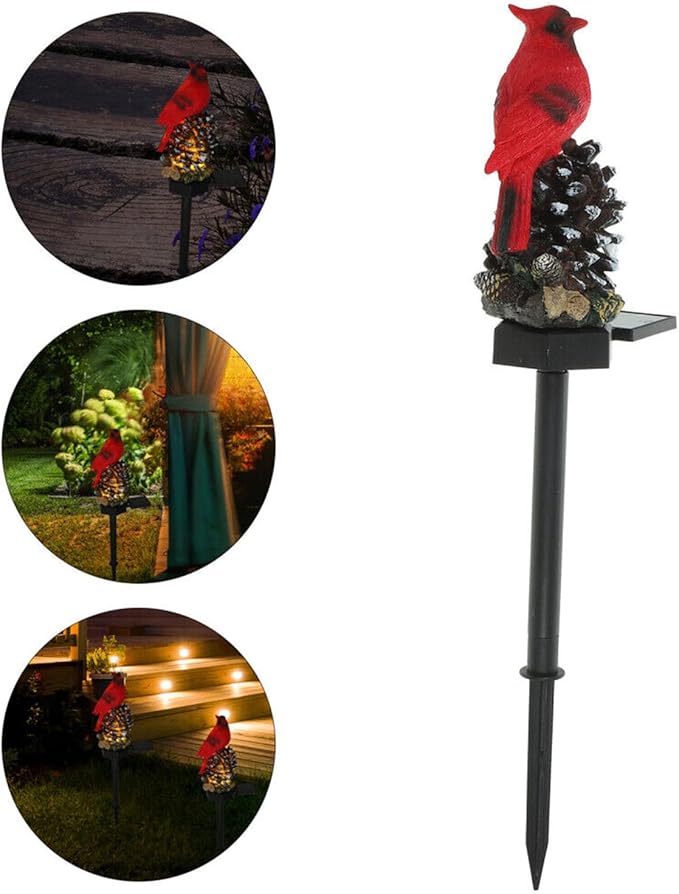 Cardinal Solar Powered Christmas Stake Lights, Solar Light Garden Stake Garden Yard Lawn Christmas Decorations Lights Pathway Stake Lights