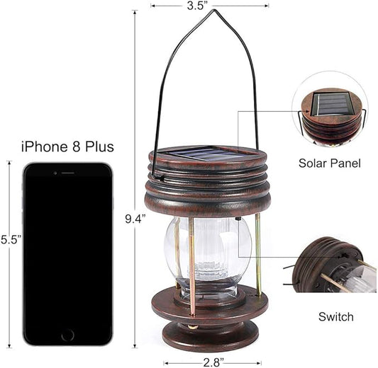 Hanging Solar Lights Outdoor - Solar Powered Waterproof Landscape Christmas Lanterns with Retro Design for Patio, Yard, Garden and Pathway Decoration (Warm Light) (1, 5.5")