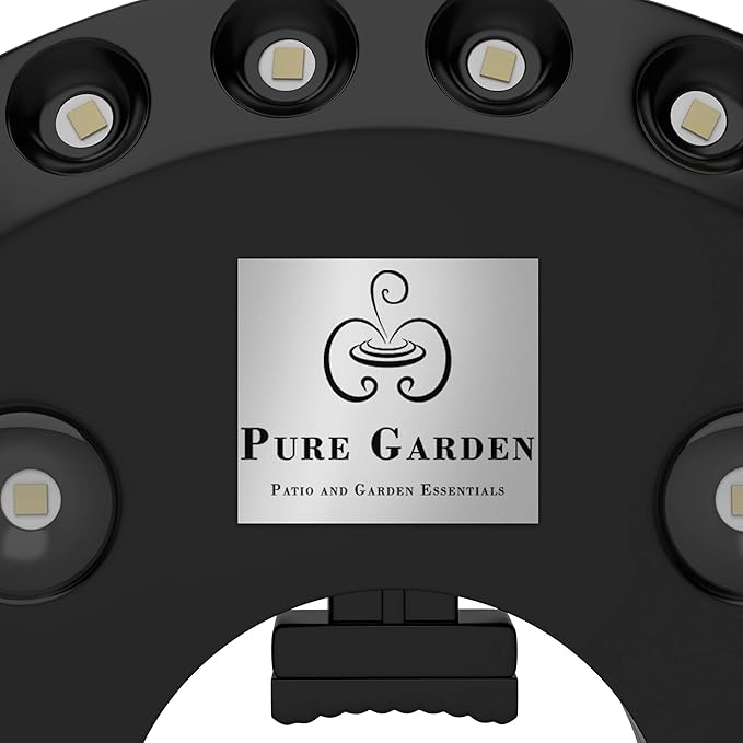 Pure Garden 50-LG1213 Patio Umbrella Cordless 28 LED Lights, 3 Brightness Modes-Battery Operated Hanging Lamp for Tents or 0.86-1.8” Diameter Poles, 0.86"-1.8", Black