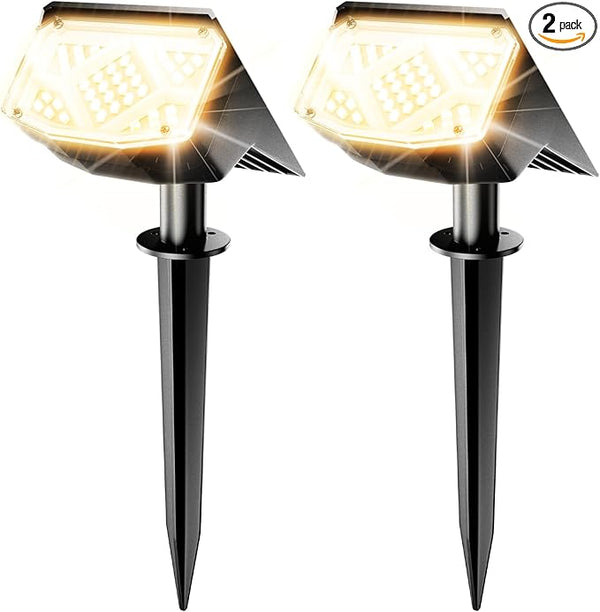 Anordsem Solar Spot Lights Outdoor: 1000mAh+ABS Waterproof Case 2 Pack - 2 Warm Light Modes for Yard Garden Path | Lumora