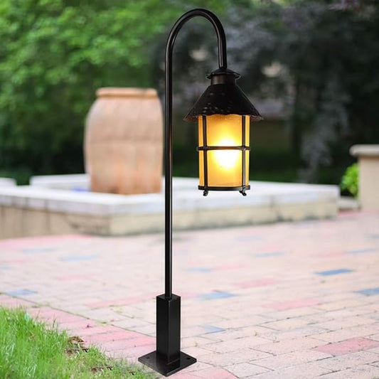 Lights Outdoor IP55 Retro Glass Waterproof Outdoor Pillar Light Vintage Creative Bend Metal Aluminum Lawn Post Light Garden Street Park Villa Decorative Column Lamp E27 Edison Stadium