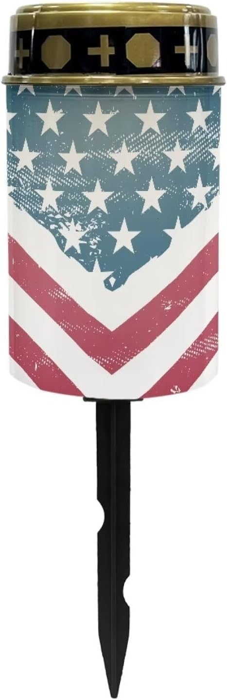 American Flag Print Solar Light Outdoor for Patriotic Waterproof Landscape Path Lights Decorative 4th of July Solar | Lumora