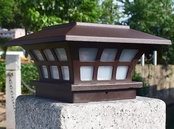 Coffee Stigma Lights Solar Outdoor Lights Waterproof Decorative Wall Lights Retro Metal Decoration Energy-Saving Lamps for Deck, Patio, Yard and Driveway, Cool White, Pack of 2