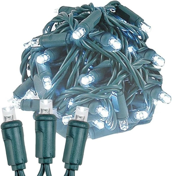 Novelty Lights 25ft 50 LED Pure White Christmas Lights Outdoor/Indoor, 6" Spacing, Green Wire String Lights for | Lumora