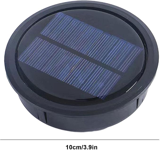 Garden Light Solar Top Replacement Round Box, Solar Replacement Top of Solar Lantern Battery Box, Solar Lights Replacement Top, Waterproof Round Solar Panel Lights