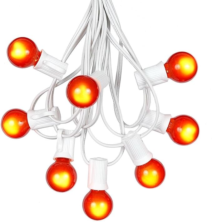 100 Foot G30 Outdoor Patio String Lights with 125 Orange Globe Bulbs – Indoor Outdoor String Lights – Market Bistro | Lumora