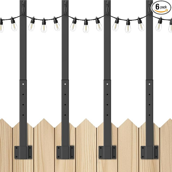 4 Pack 2.8Ft String Light Poles 4 Pack,Light Poles for Outside Lights,Outdoor with Fence Brackets Hanging | Lumora