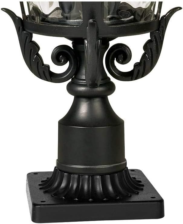 John Timberland Marseille Rustic Vintage Outdoor Post Light with Pier Mount Textured Black Metal 27" Clear Hammered | Lumora