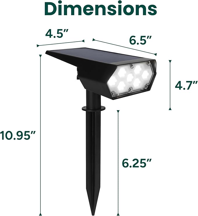 TECHKO Outdoor Solar Spotlight with Wall-Mount & Ground-Stake, Dusk-to-Dawn Outdoor Waterproof IP65, Multiple Lighting Modes, Solar Powered Garden Yard Spot Lights for Outside Landscape (2-Pack)
