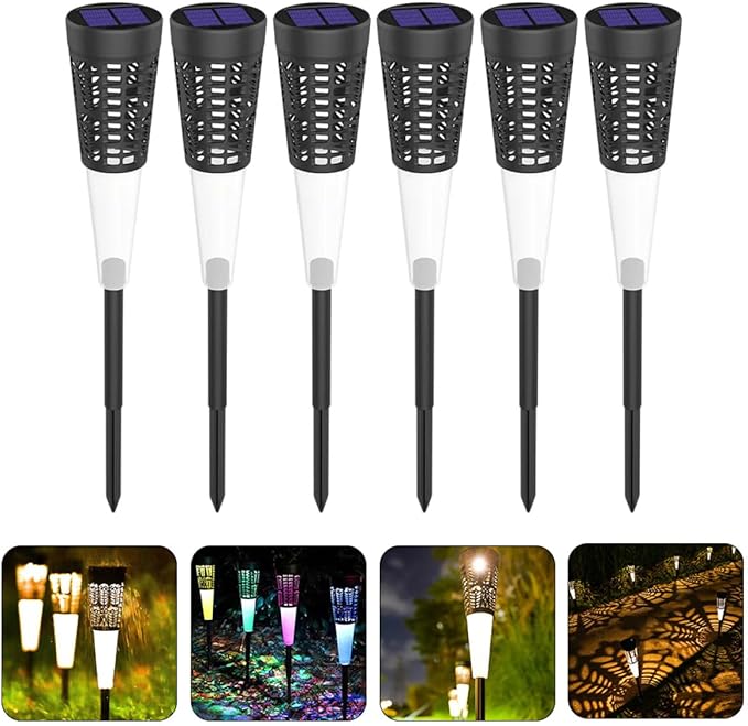 POPETPOP 6pcs Solar Garden Stake Lights Decorative Outdoor Lighting for Pathway and Warm Solar Lamp for Lawn Patio | Lumora