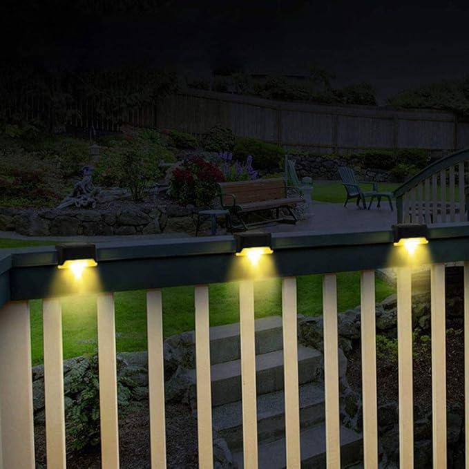 8 Pack Solar Deck Lights, Waterproof LED Solar Step Lights Warm White Light, Outdoor Fence Post Solar Lights for Stairs Fence Deck Garden Patio Yard Porch Step Pathway Decor