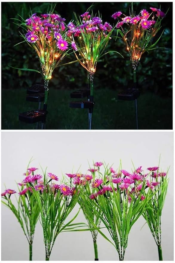 Solar Lawn Light Flower Light 2 Pack 28LED Daisy Solar Garden Light,Outdoor Decoration Stake Lights,Waterproof Solar Landscape Light Statue lamp Garden Stakes Decorative,Lawn (Pink)