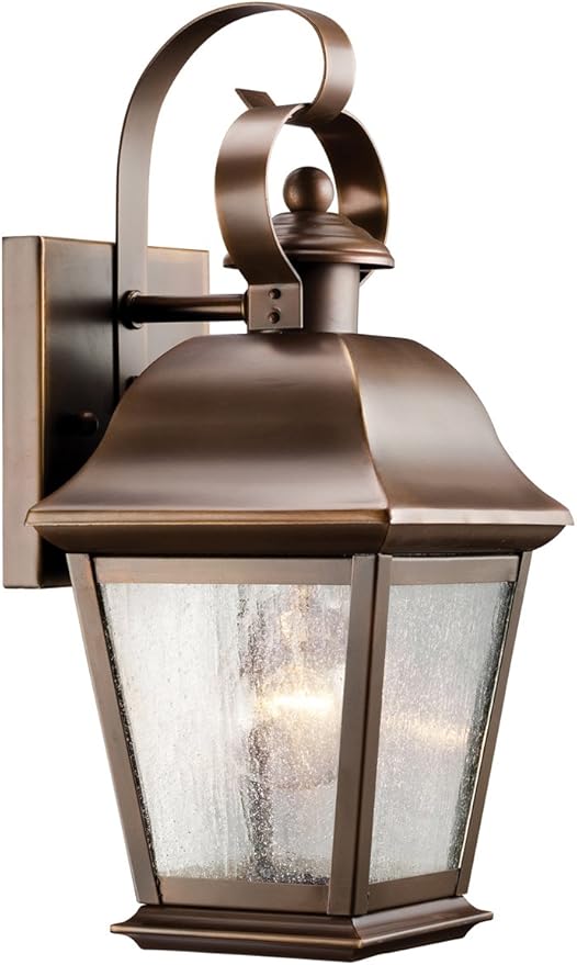 Kichler Mount Vernon 12.5" 1 Light Outdoor Wall Light with Clear Seeded Glass in Olde Bronze® | Lumora