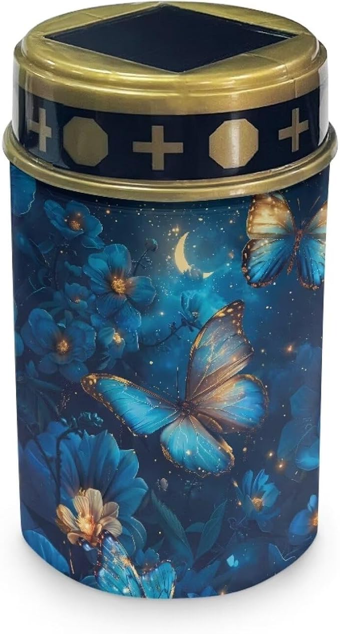 Blue Butterfly Outdoor Solar LED Lights Waterproof Flameless Memorial Lighting Cemetery Solar Lights Dustproof Garden Light Stake for Garden Landscape Pathway Patio Sidewalk Decor