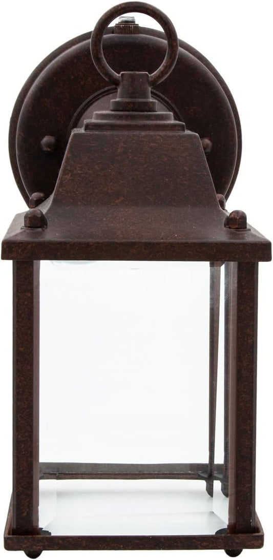 Maxxima LED Porch Lantern Outdoor Wall Light - Aged Bronze with Clear Glass, 3000K Warm White, 650 Lumens, Dusk to Dawn Photocell Light Sensor, Patio or Porch Sconce Fixture, Exterior Lighting - Brown