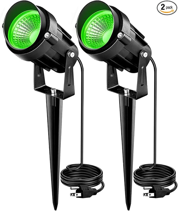 Christmas Green LED Spot Lights Landscape Lights Outdoor, 110v Plug in Landscape Lighting with IP66 Waterproof | Lumora