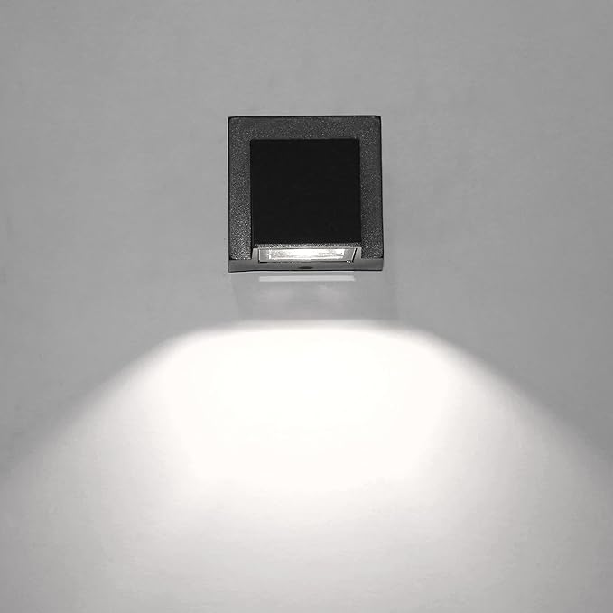 3W LED Outdoor Exterior Wall Step Down Light Fixture Lamp Black Finish Cool White | Lumora