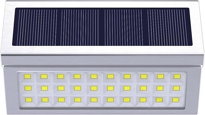 ROSHWEY Solar Lights Outdoor, 10 Pack 30 LED Fence Lights Waterproof Solar Powered Deck Post Lamps Stainless Steel | Lumora