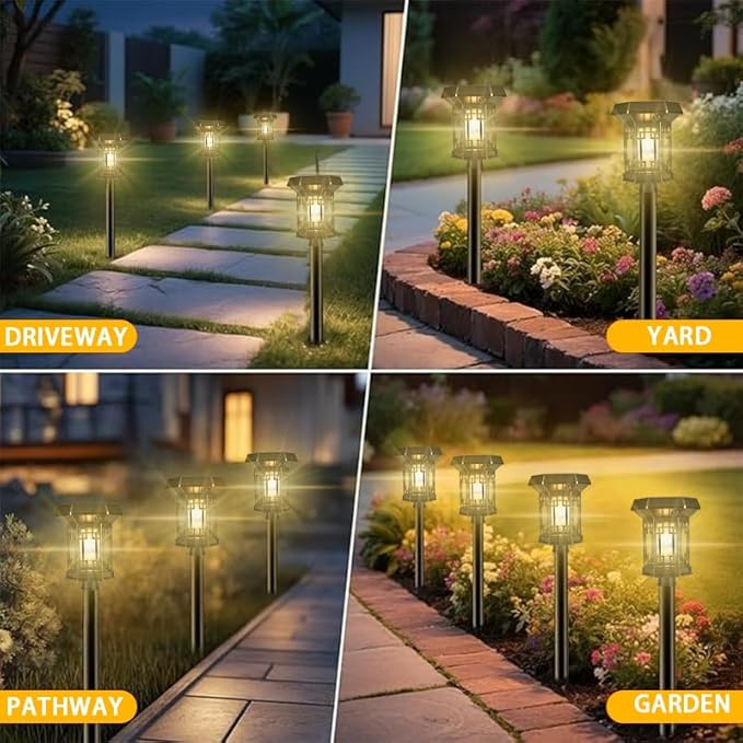 2Pack Solar Pathway Lights Outdoor,LED Solar Garden Lights Waterproof IP44 Outdoor Solar Lights for Yard Path Lawn Walkway Driveway Backyard