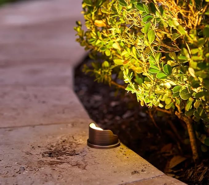 VOLT 12V 1W 2200K Candlelight IP67 Watertight 100 Lumen Solid Brass BuddyPro LED Puck Light (Shielded) for Deck | Lumora