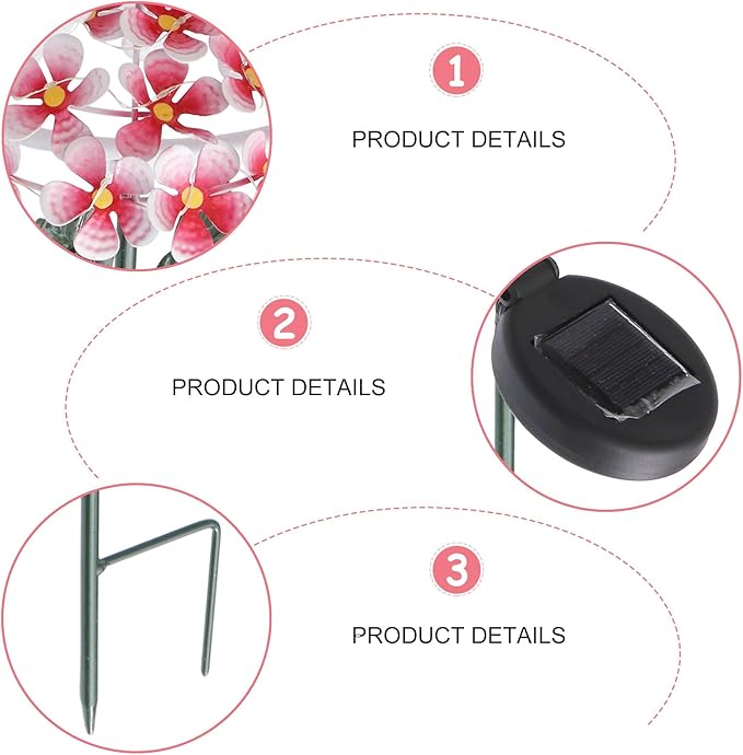 ARTIBETTER Solar Hydrangea Outdoor Lawn Stick Lamp, Red Solar Garden Path Light with Ground Stake for Patio and Yard Decoration