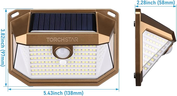TORCHSTAR Outdoor LED Solar Powered Motion Sensor Light, IP65 Waterproof Cordless Outdoor Wall Lighting for | Lumora
