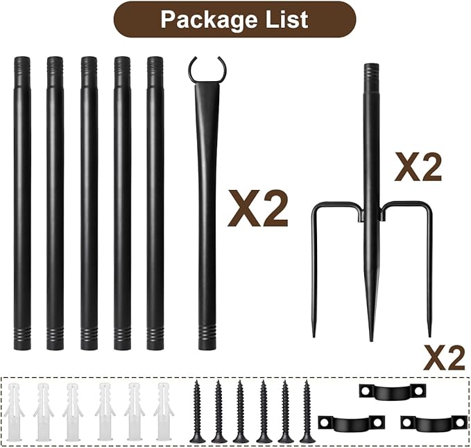 2 Pack String Light Poles for Outside, Thickened Metal Lights Hanger Pole Outdoor with Fork, Lighting Hanging Post | Lumora