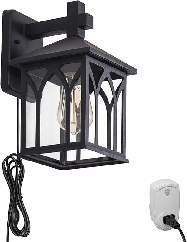 Kiven Plug-in Lantern Wall Sconce PIR Motion Sensor Wall Lamps Lighting Fixture with in-line Button Switch | Lumora