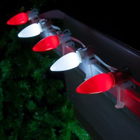 Wintergreen OptiCore LED Commercial Outdoor Christmas Lights Heavy Duty; Wedding; White Wire (50 Lights, 50 Ft, Red/Cool White)